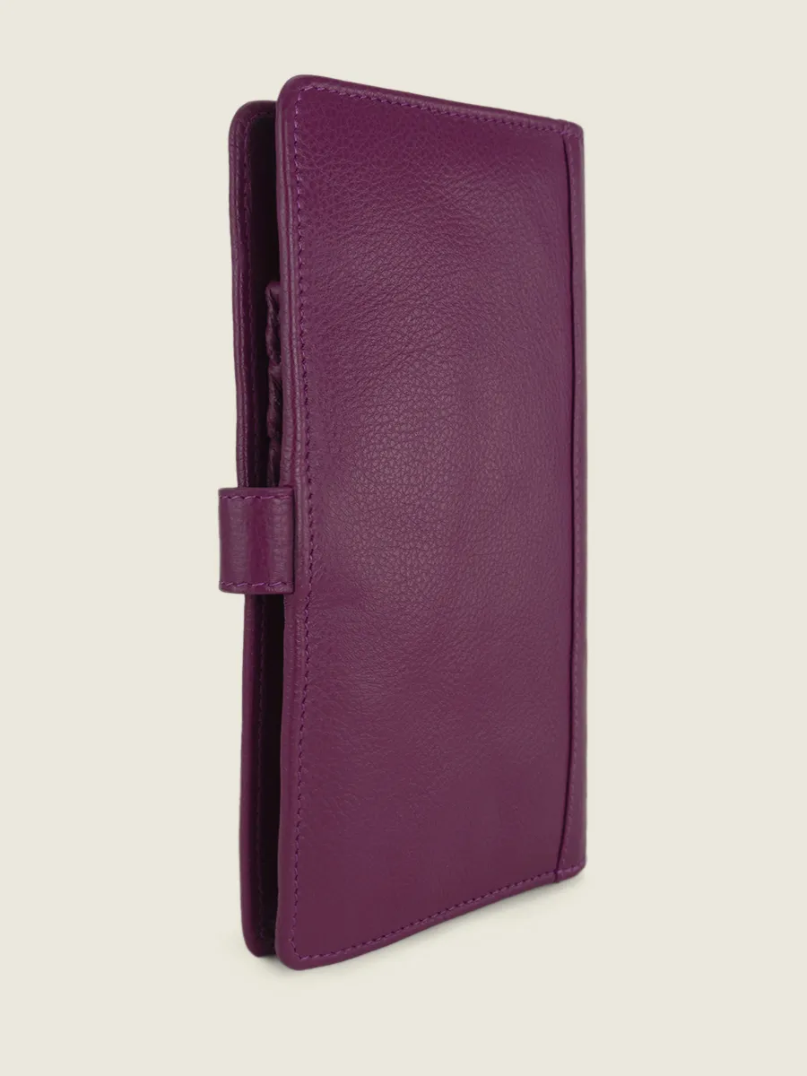 PURPLE LEATHER WALLET WOMEN LePortefeuille Charlotte N°2 Art Deco - Zinzolin