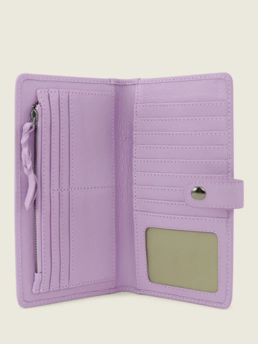 PURPLE LEATHER WALLET WOMEN LePortefeuille Charlotte N°2 Pastel - Lilac