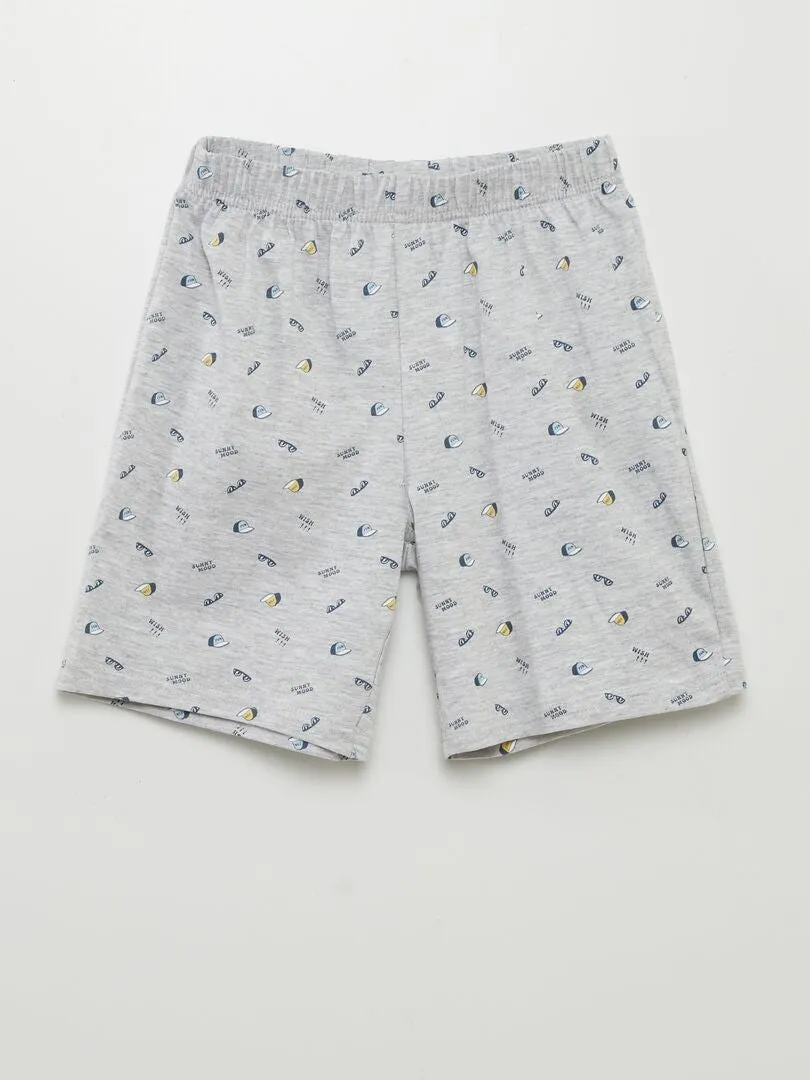 Pyjama court  t-shirt + short - 2 pièces - Bleu