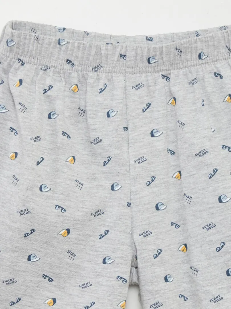 Pyjama court  t-shirt + short - 2 pièces - Bleu