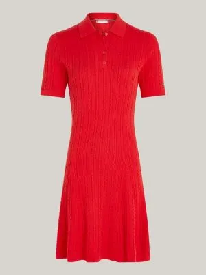 Robe pull polo longueur genou en maille | RED | Tommy Hilfiger