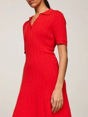 Robe pull polo longueur genou en maille | RED | Tommy Hilfiger