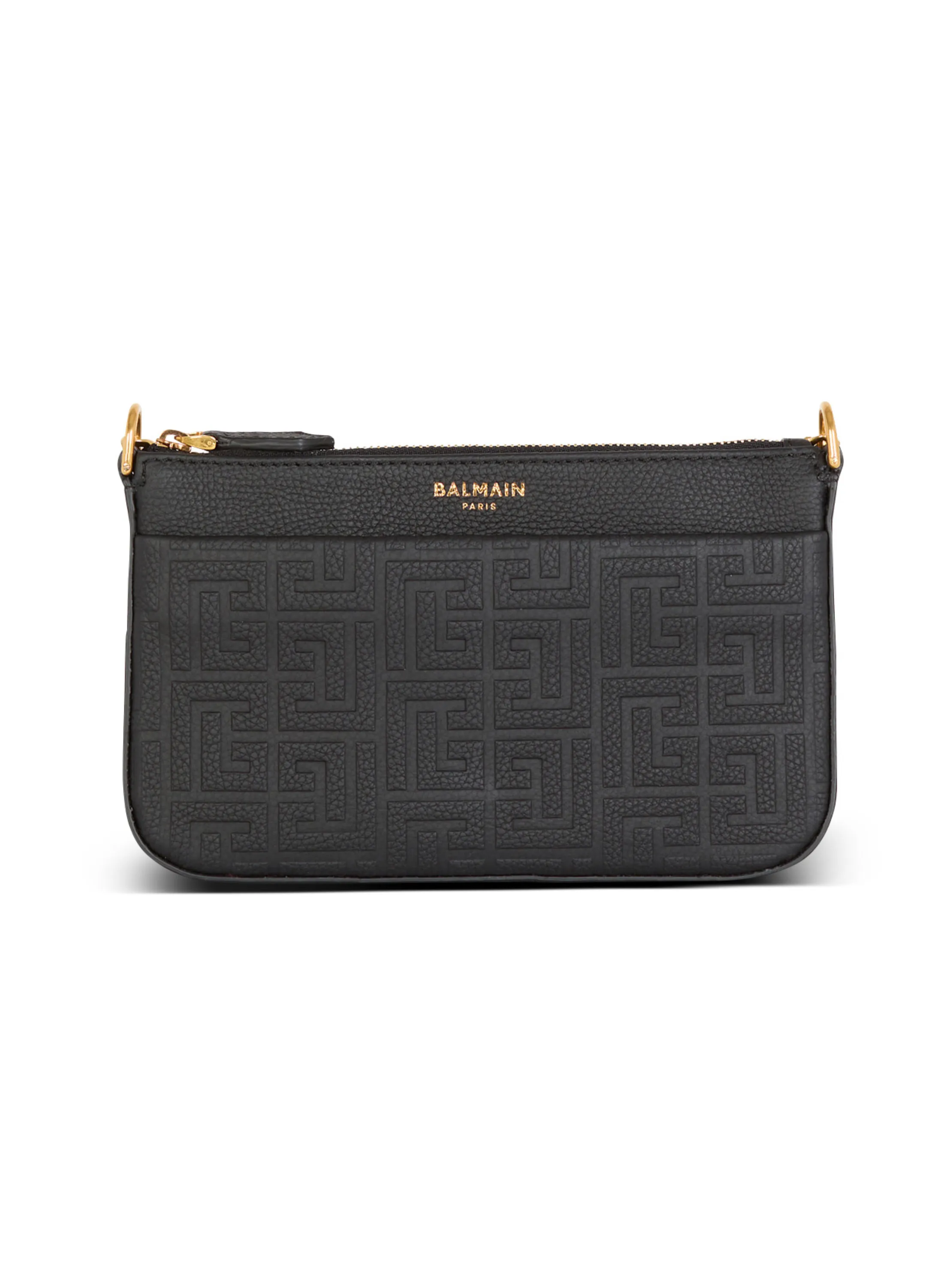 SAC MINI 1945 SOFT ZIPPé EN CUIR DE VEAU GRAINé EMBOSSé MONOGRAMME PB LABYRINTHE - BALMAIN pour FEMME | Printemps