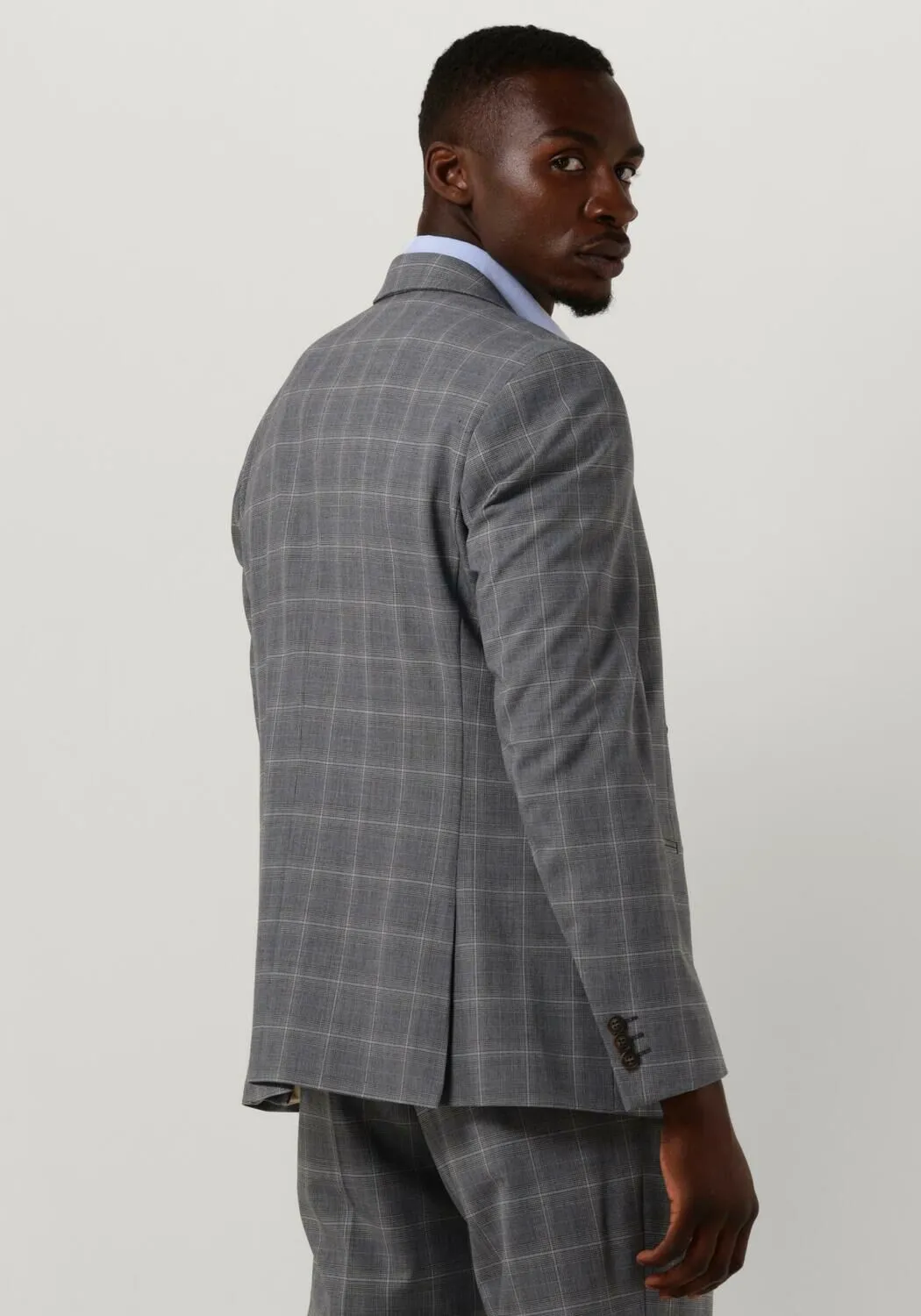 selected homme veston slhslim-liam grey/blue check blz flex b en gris