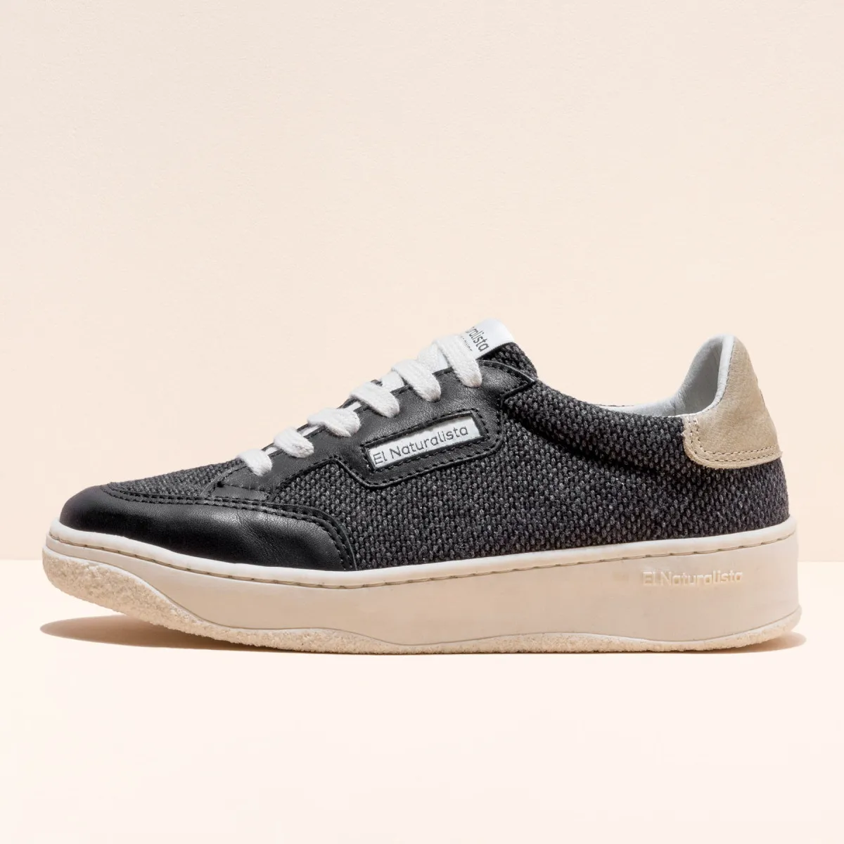 Sneakers en cuir et textile - Noir