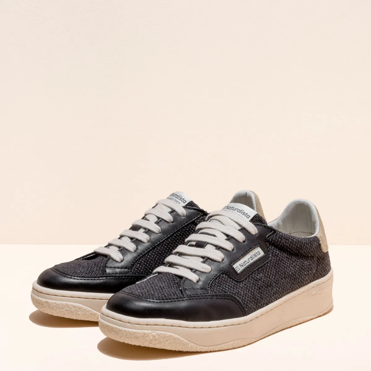 Sneakers en cuir et textile - Noir