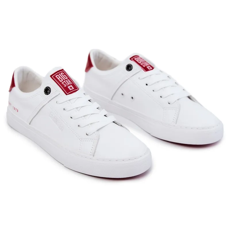 Sneakers Homme Cuir Big Star JJ174106 Blanc-Rouge blanche