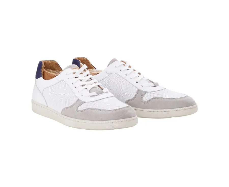 Sneakers homme cuir Velours Gris Clair et Cuir Blanc Boronia