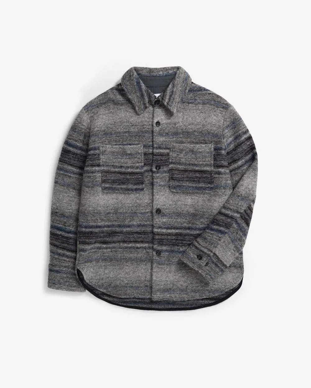 Surchemise en laine bio | gris "relaxed overshirt - navy/grey stripe" homme