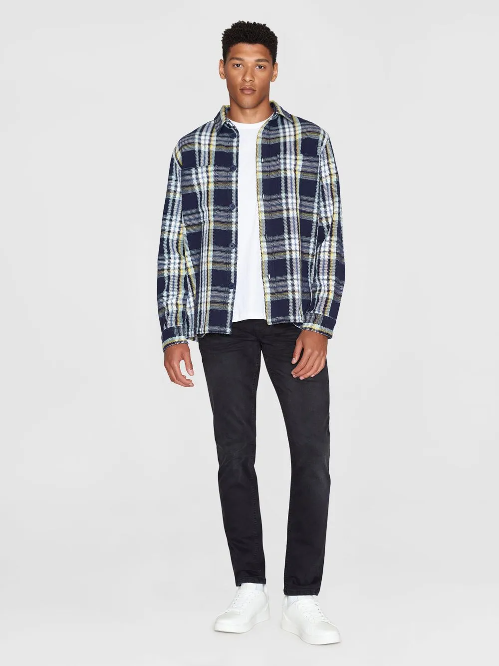 Surchemise à carreaux en coton bio | bleu "checked overshirt blue check" 7021 blue check homme