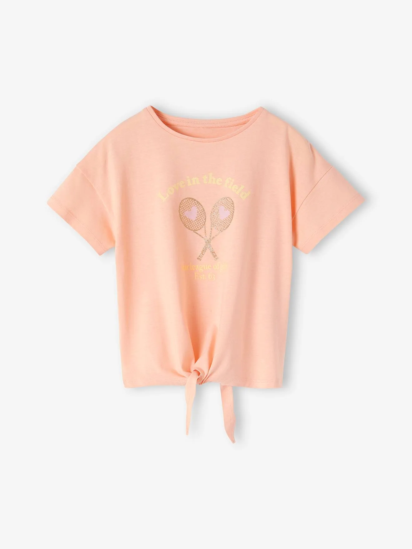 Tee-shirt sport motif raquettes glitter fille corail - Vertbaudet