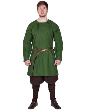 Tunique viking à manches longues modèle Viborg, vert ⚔️ Boutique Épées