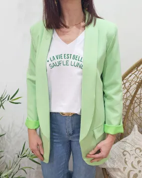 Veste blazer femme unie vert anis