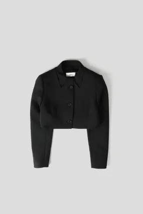 VESTE CROPPED TROMPE L'OEIL NOIRE