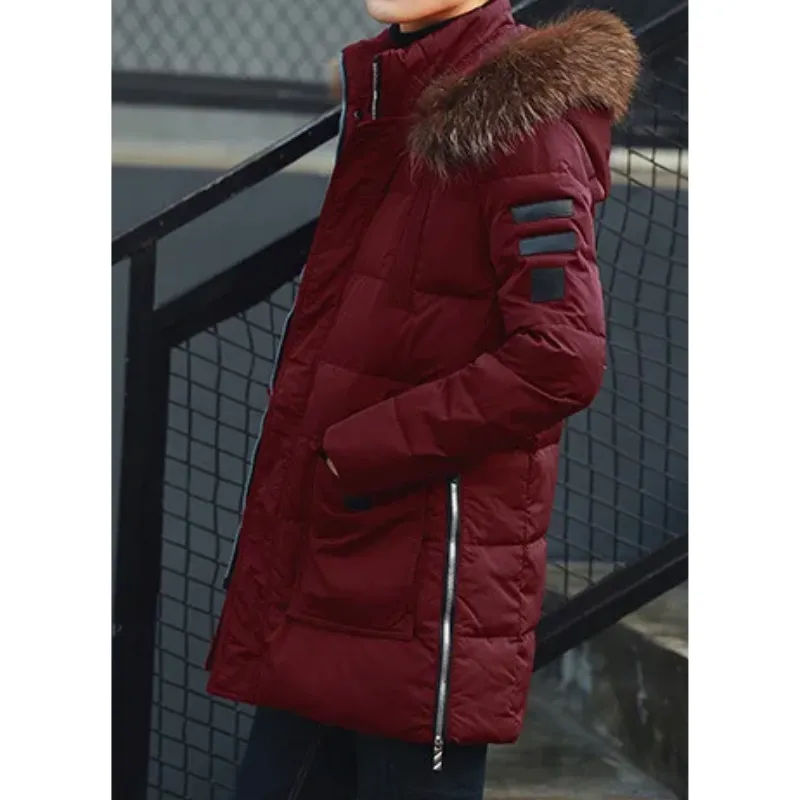 Veste d'hiver parka pour homme avec capuche en fourrure et doublure ch