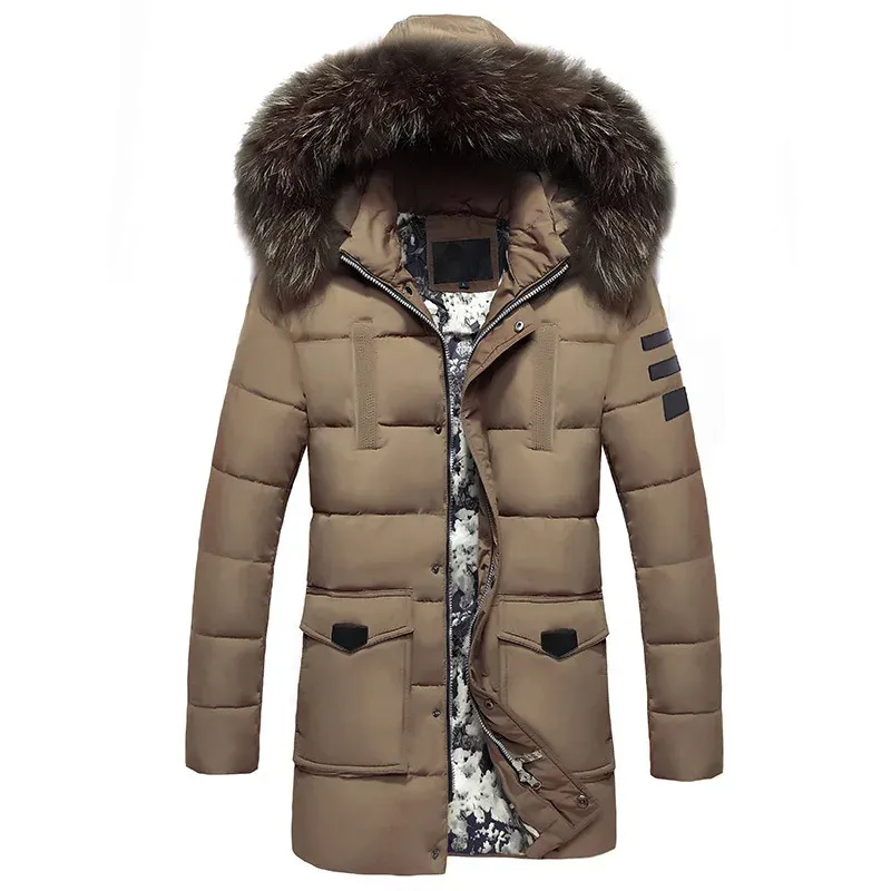 Veste d'hiver parka pour homme avec capuche en fourrure et doublure ch