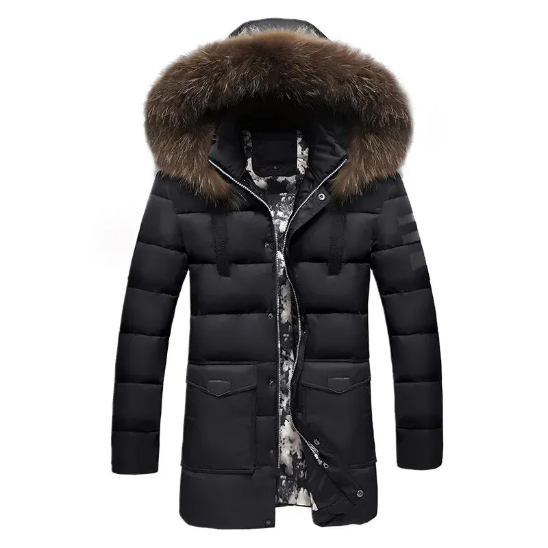 Veste d'hiver parka pour homme avec capuche en fourrure et doublure ch