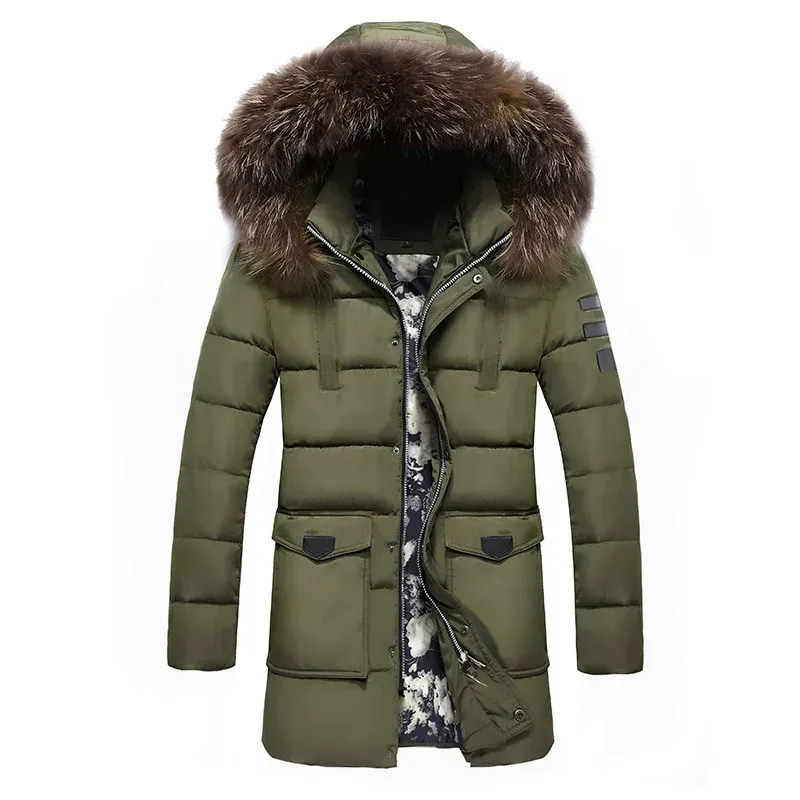 Veste d'hiver parka pour homme avec capuche en fourrure et doublure ch