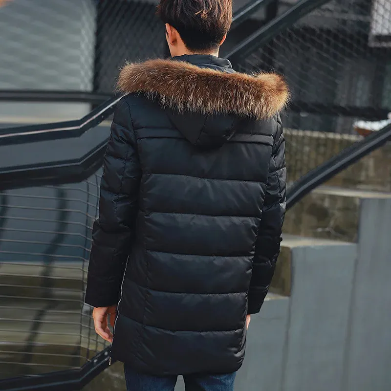 Veste d'hiver parka pour homme avec capuche en fourrure et doublure ch