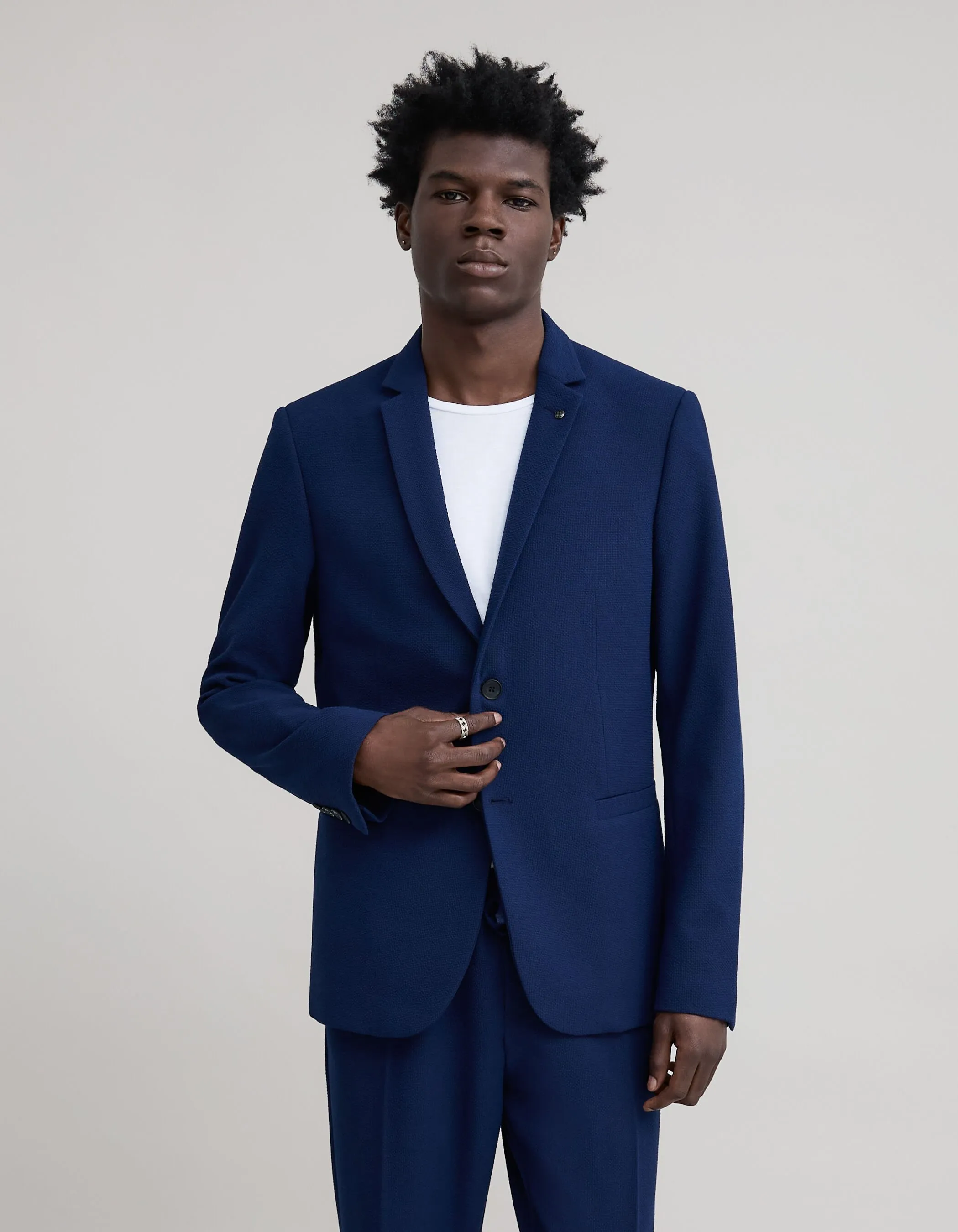 Veste de costume indigo seersucker Homme