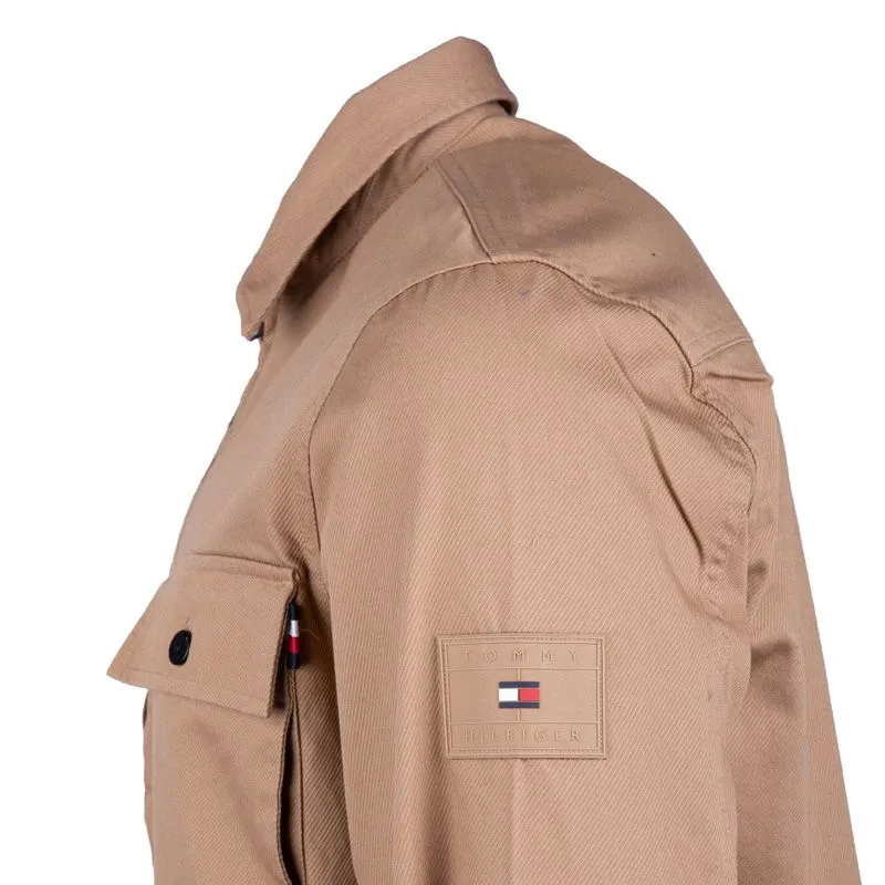 Veste surchemise zippée en coton camel avec poches Homme TOMMY 