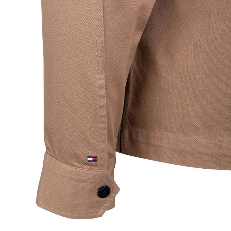 Veste surchemise zippée en coton camel avec poches Homme TOMMY 