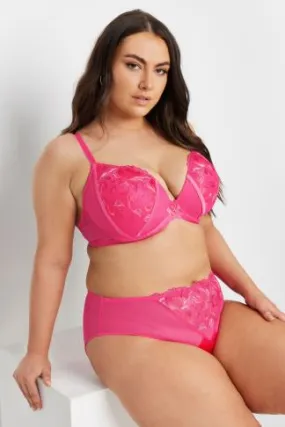 YOURS Curve Pink Floral High Waisted Brazilian Briefs