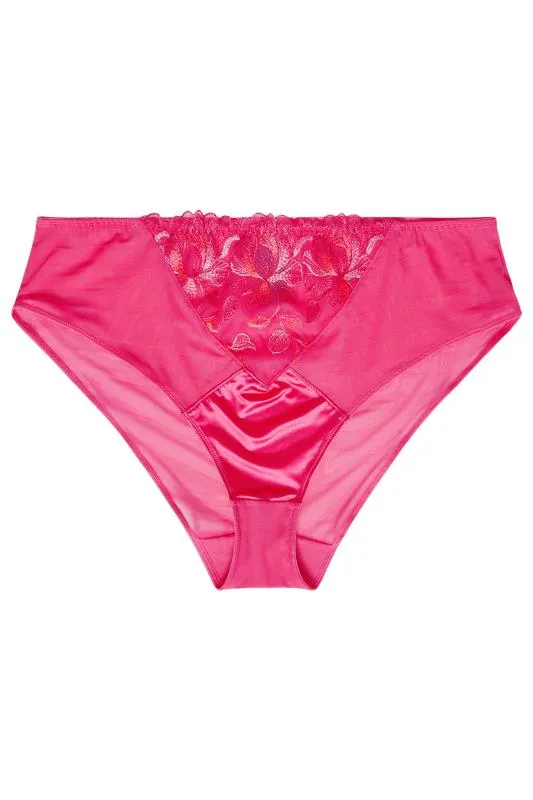 YOURS Curve Pink Floral High Waisted Brazilian Briefs