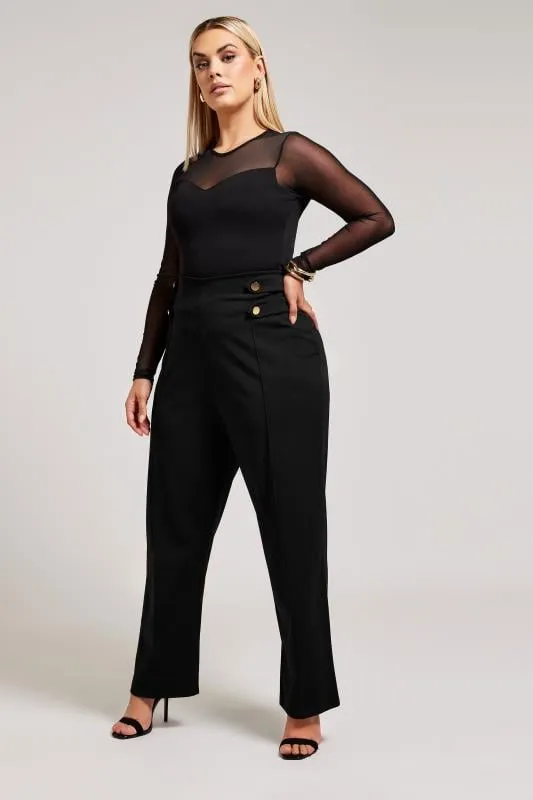 YOURS LONDON - Pantalon Noir Classique Coupe Droite