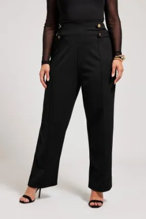 YOURS LONDON - Pantalon Noir Classique Coupe Droite