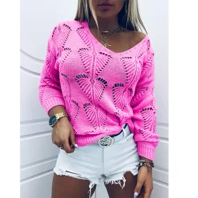 Zo - Pull en maille ajourée rose